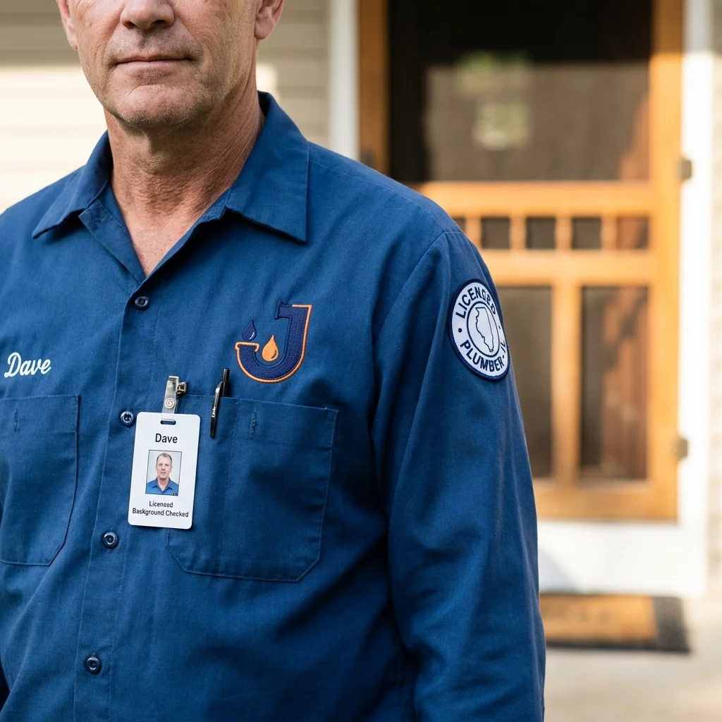 Licensed plumber showing ID badge in Clifton, IL