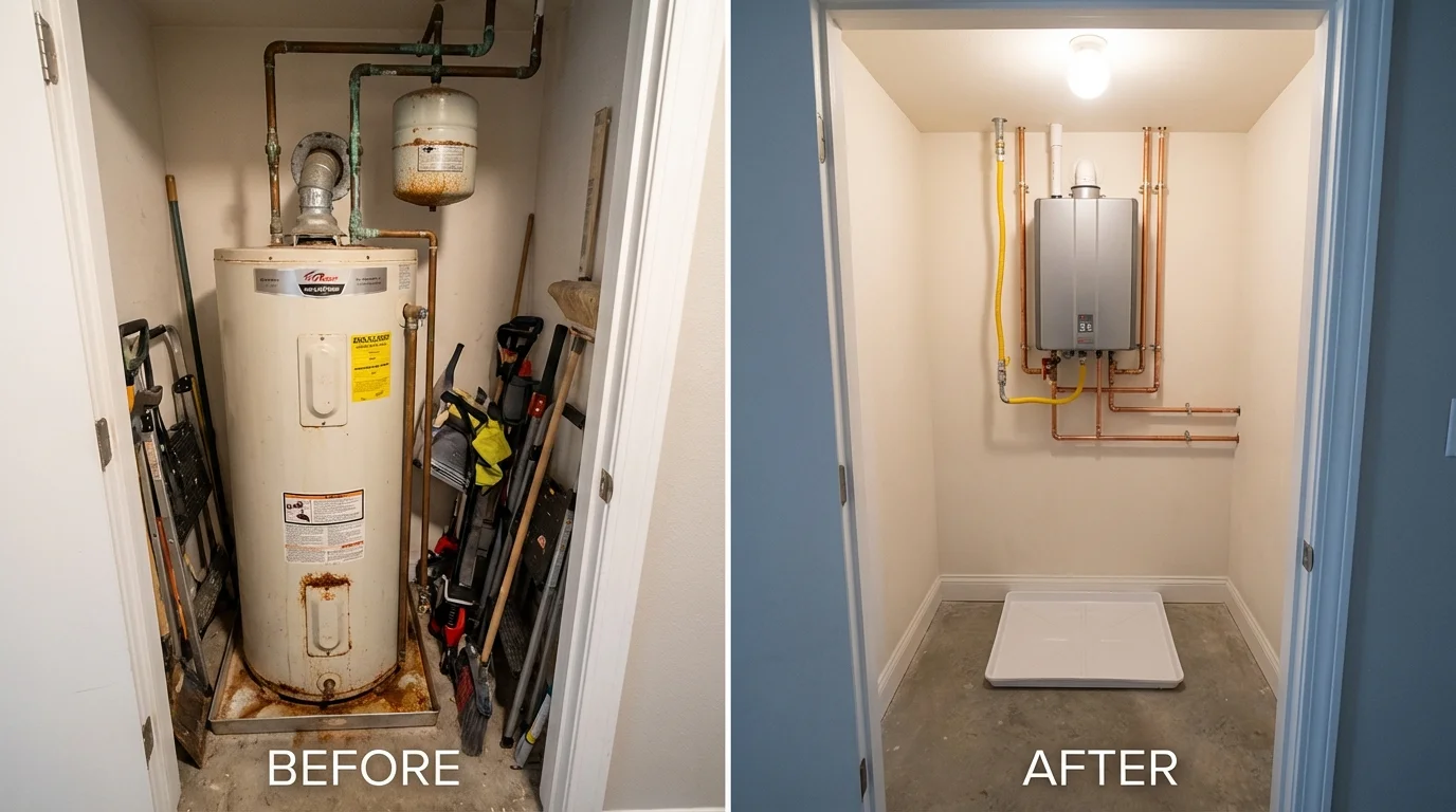 Tank water heater versus wall-mounted tankless unit comparison for Clifton, IL homeowners